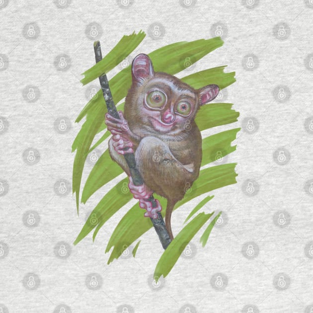 Enchanting Tarsier in Lush Greenery - Adorable Wildlife Art by Vlad